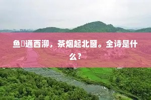 鱼罧通西泖，茶烟起北窗。全诗是什么？