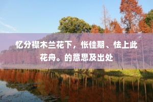 忆分襟木兰花下，怅佳期、怯上此花舟。的意思及出处