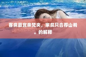 客病最宜亲梵夹，家贫只合荐山肴。的解释