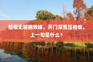 短榻无聊拥败绨，开门深雪压檐低。上一句是什么？
