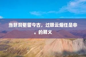 当筵洞壑留今古，过眼云烟任是非。的释义