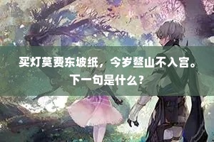 买灯莫费东坡纸，今岁鳌山不入宫。下一句是什么？
