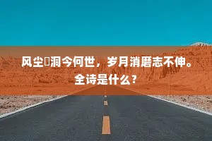 风尘澒洞今何世，岁月消磨志不伸。全诗是什么？