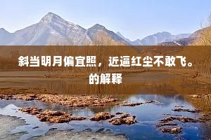 斜当明月偏宜照，近逼红尘不敢飞。的解释