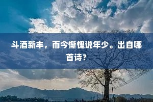 斗酒新丰，而今惭愧说年少。出自哪首诗？