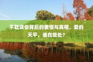 不耽误你背后的傲慢与真相，爱的天平，谁在低处？