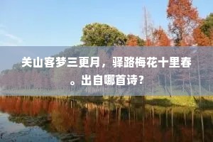 关山客梦三更月，驿路梅花十里春。出自哪首诗？