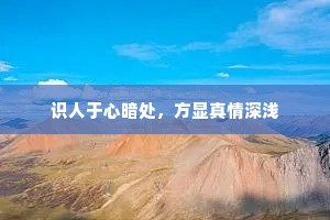识人于心暗处，方显真情深浅