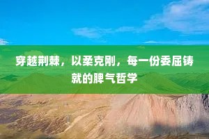 穿越荆棘，以柔克刚，每一份委屈铸就的脾气哲学