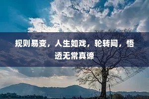 规则易变，人生如戏，轮转间，悟透无常真谛