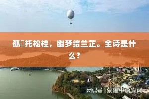 孤悰托松桂，幽梦结兰芷。全诗是什么？