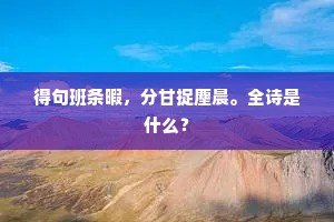 得句班条暇，分甘捉麈晨。全诗是什么？