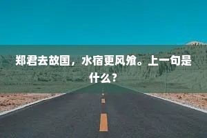 郑君去故国，水宿更风飧。上一句是什么？