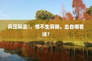 兵压隔温凊，恨不生羽翰。出自哪首诗？
