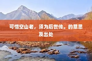 可惜空山老，须为后世传。的意思及出处