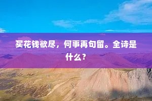 买花钱欲尽，何事再句留。全诗是什么？
