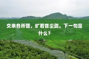 交亲各所营，旷若音尘疏。下一句是什么？
