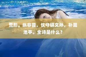 荒形。纵非昔，仗守研文孙，补葺池亭。全诗是什么？