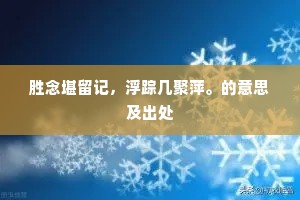胜念堪留记，浮踪几聚萍。的意思及出处