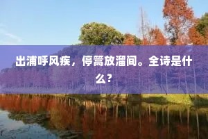 出浦呼风疾，停篙放溜间。全诗是什么？