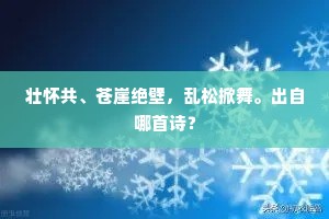 壮怀共、苍崖绝壁，乱松掀舞。出自哪首诗？