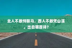 北人不敢恃鞍马，西人不敢凭山溪。出自哪首诗？