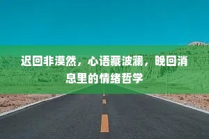 迟回非漠然，心语藏波澜，晚回消息里的情绪哲学