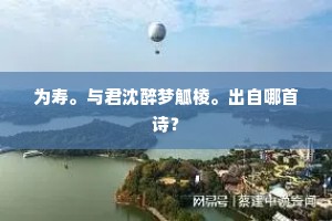 为寿。与君沈醉梦觚棱。出自哪首诗？
