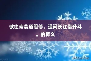 欲往寿翁道阻修，遥问长江借升斗。的释义