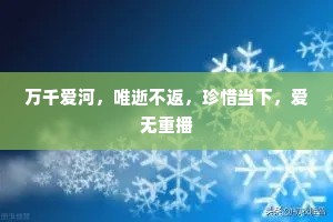 万千爱河，唯逝不返，珍惜当下，爱无重播