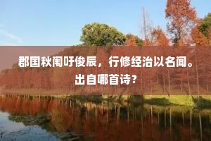 郡国秋闱吁俊辰，行修经治以名闻。出自哪首诗？