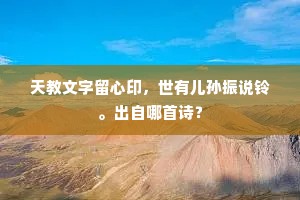 天教文字留心印，世有儿孙振说铃。出自哪首诗？