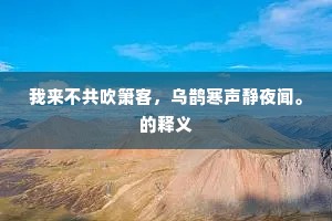 我来不共吹箫客，乌鹊寒声静夜闻。的释义