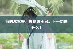前时双鸳鸯，失雌鸣不已。下一句是什么？