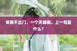 笑我不出门，一个天峰阁。上一句是什么？