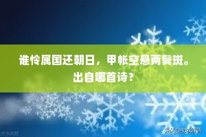 谁怜属国还朝日，甲帐空悬两鬓斑。出自哪首诗？