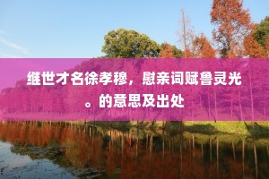 继世才名徐孝穆，慰亲词赋鲁灵光。的意思及出处