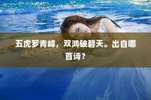 五虎罗青嶂，双鸿破碧天。出自哪首诗？