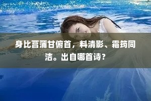 身比菖蒲甘俯首，料清影、霜筠同洁。出自哪首诗？