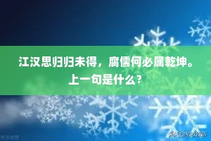 江汉思归归未得，腐儒何必属乾坤。上一句是什么？