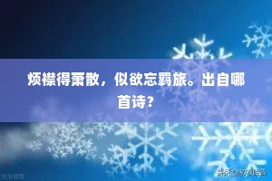 烦襟得萧散，似欲忘羁旅。出自哪首诗？