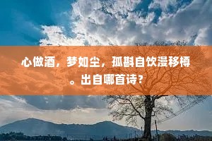 心做酒，梦如尘，孤斟自饮漫移樽。出自哪首诗？
