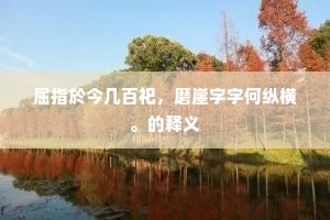 屈指於今几百祀，磨崖字字何纵横。的释义