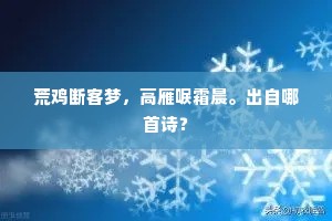 荒鸡断客梦，高雁唳霜晨。出自哪首诗？