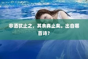 非酒犹止之，其余真止矣。出自哪首诗？