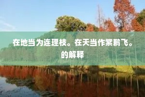 在地当为连理枝。在天当作紫鹣飞。的解释