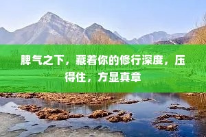 脾气之下，藏着你的修行深度，压得住，方显真章