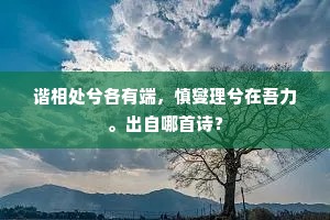 谐相处兮各有端，慎燮理兮在吾力。出自哪首诗？