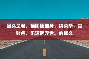 回头是老，悟即便抽身，拚荣华，绝财色，乐道超浮世。的释义