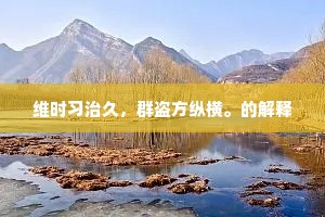 维时习治久，群盗方纵横。的解释